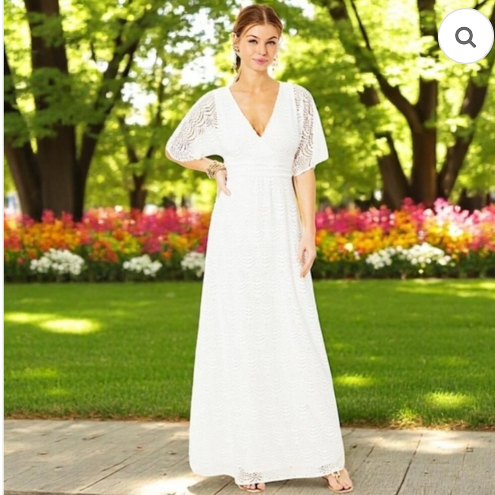Lilly Pulitzer Parigi Lace Maxi Dress in Resort White Scalloped Shell Lace NWT
